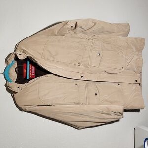Winning Edge London Fog Size 40 Plaid Chore Jacket Coat Trench tan